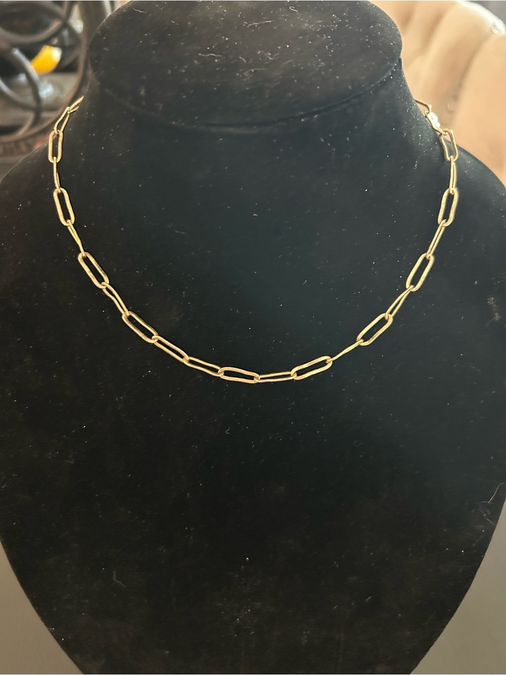 “Costume” Gold color Paperclip Link Necklace